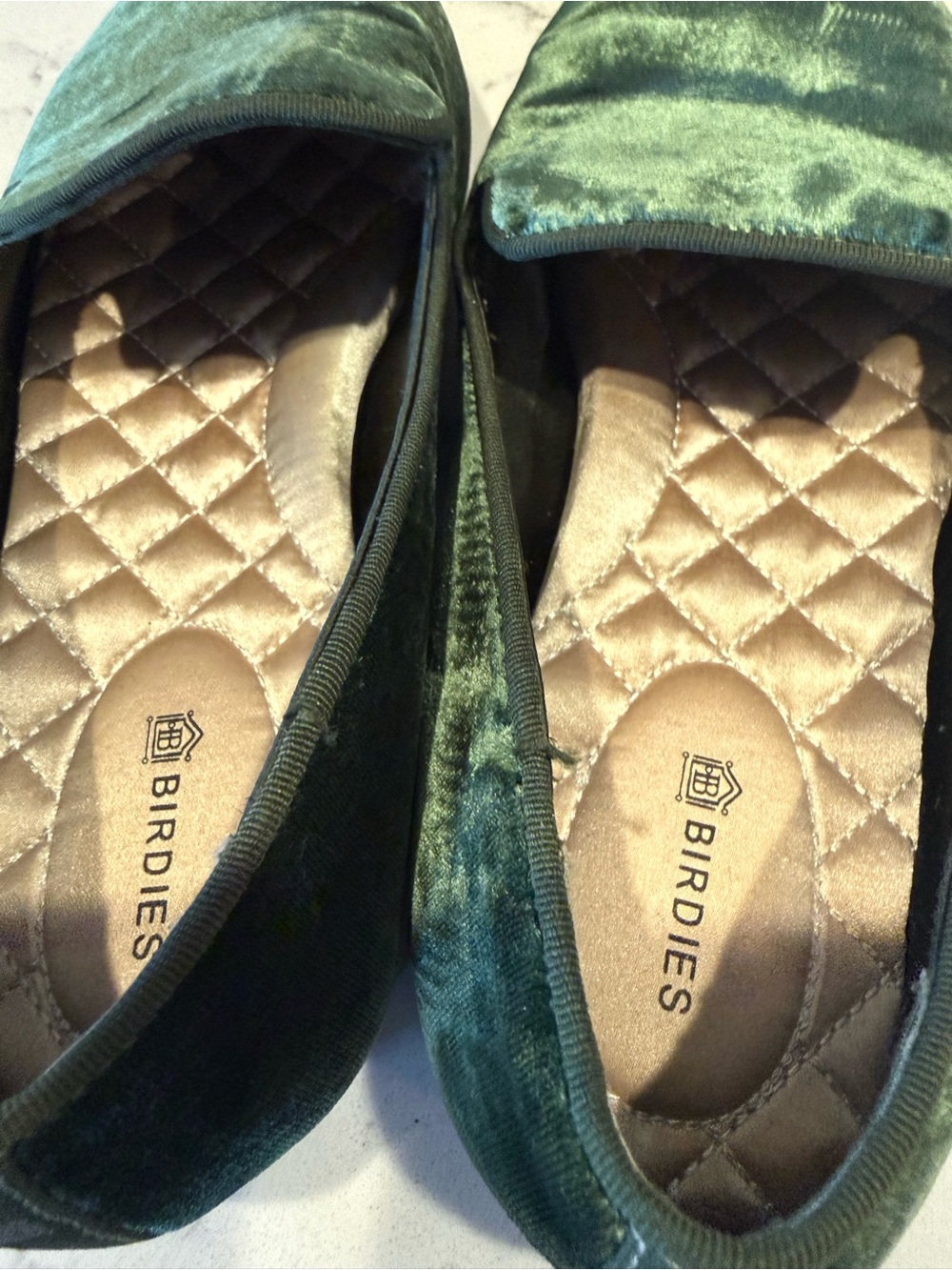 Birdies women’s Velvet Slip-On Loafers in Forest Green - Picture 11 of 15